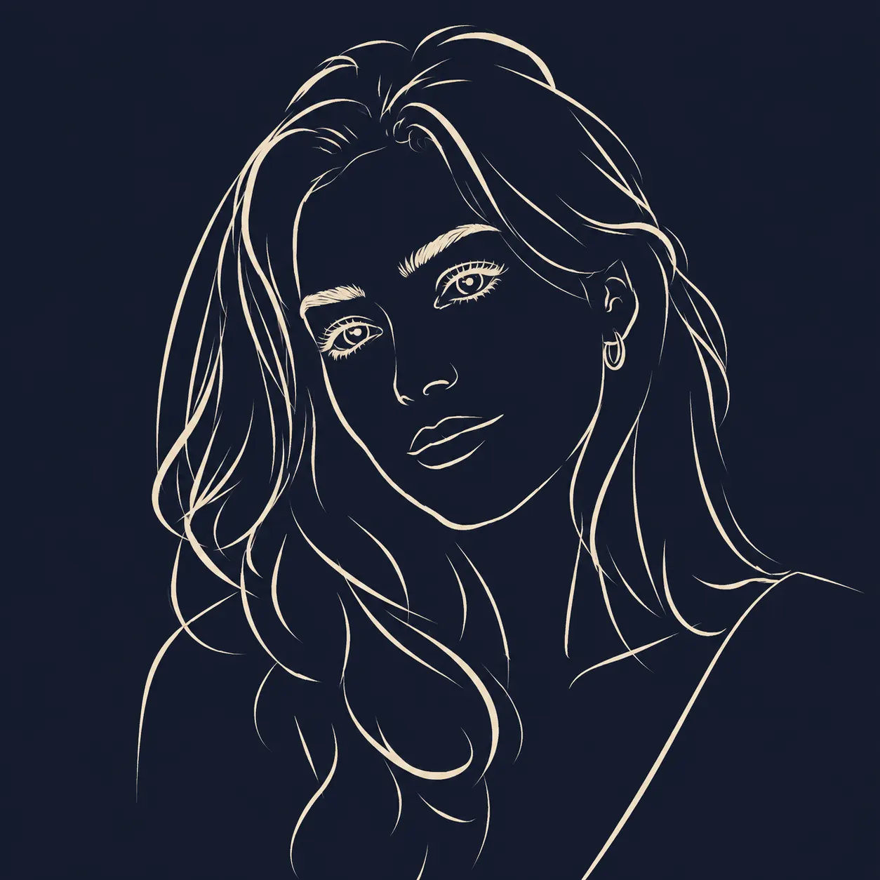 Portrait converted into a minimalist expressive portrait sketch